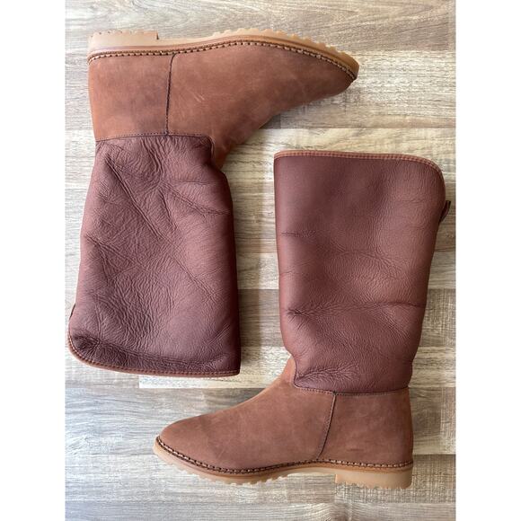 Vintage Women's L.L. Bean Leather Sheepskin Boots Draper Made in England Size 8 - Picture 1 of 4